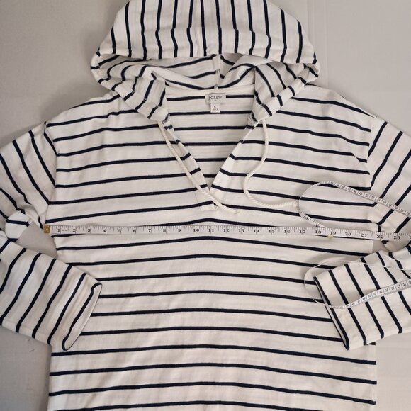 J.Crew Cotton Navy White Stripe Hoodie Womens L - Picture 10 of 14